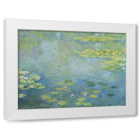 Waterlilies White Modern Wood Framed Art Print by Monet, Claude
