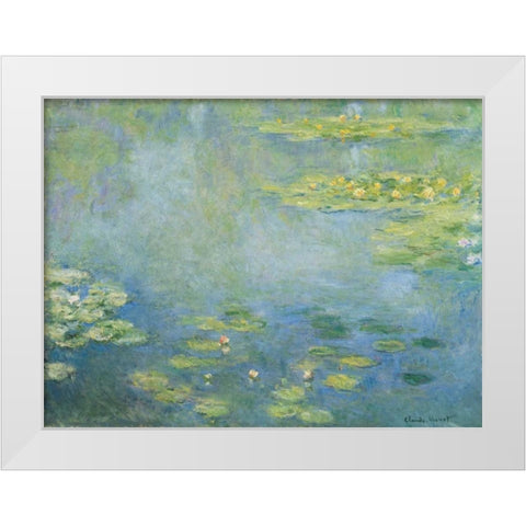 Waterlilies White Modern Wood Framed Art Print by Monet, Claude