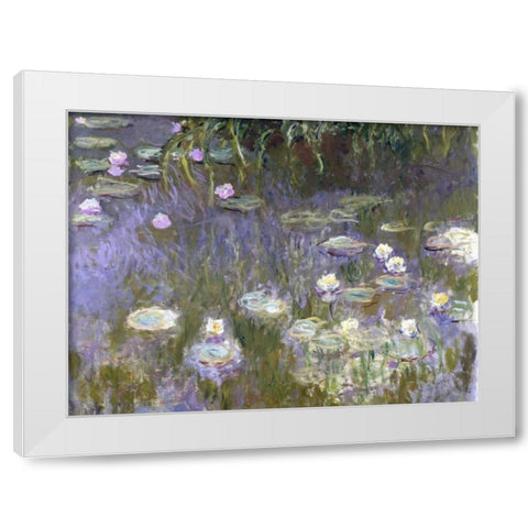 Water Lilies White Modern Wood Framed Art Print by Monet, Claude