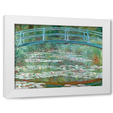 Water Lily Pool White Modern Wood Framed Art Print by Monet, Claude