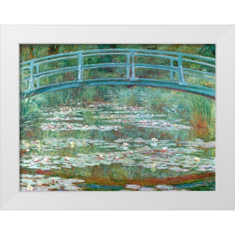 Water Lily Pool White Modern Wood Framed Art Print by Monet, Claude