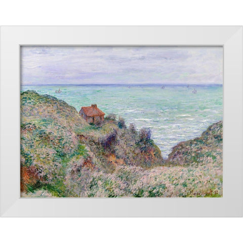 Cabin of the Customs Watch White Modern Wood Framed Art Print by Monet, Claude