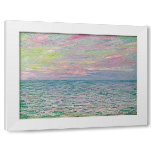 Coucher De Soleil a Pourville-Pleine Mer White Modern Wood Framed Art Print by Monet, Claude