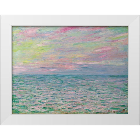 Coucher De Soleil a Pourville-Pleine Mer White Modern Wood Framed Art Print by Monet, Claude