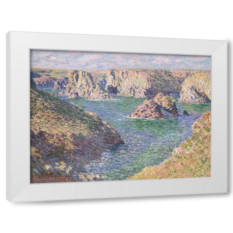 Port Domois - Belle Isle White Modern Wood Framed Art Print by Monet, Claude