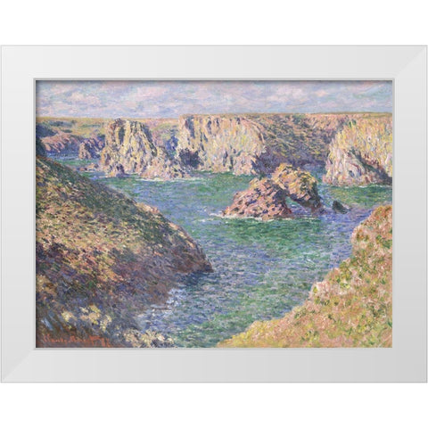 Port Domois - Belle Isle White Modern Wood Framed Art Print by Monet, Claude