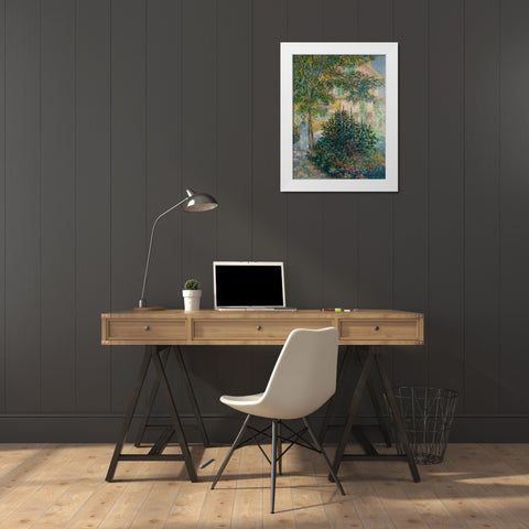 In the Garden at Argenteuil White Modern Wood Framed Art Print by Monet, Claude