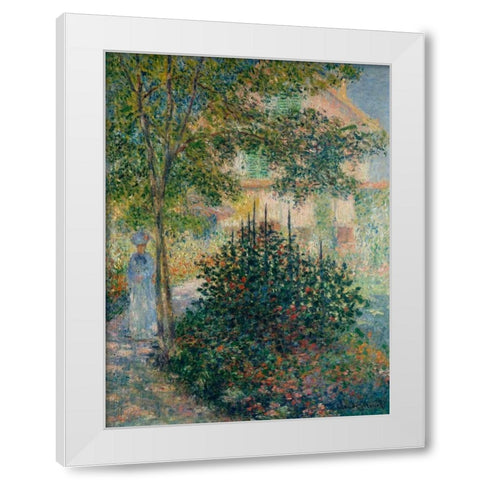 In the Garden at Argenteuil White Modern Wood Framed Art Print by Monet, Claude