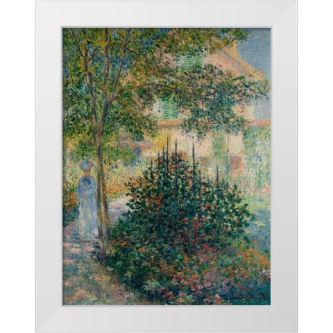 In the Garden at Argenteuil White Modern Wood Framed Art Print by Monet, Claude