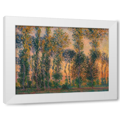 Poplars at Giverny - Sunrise White Modern Wood Framed Art Print by Monet, Claude