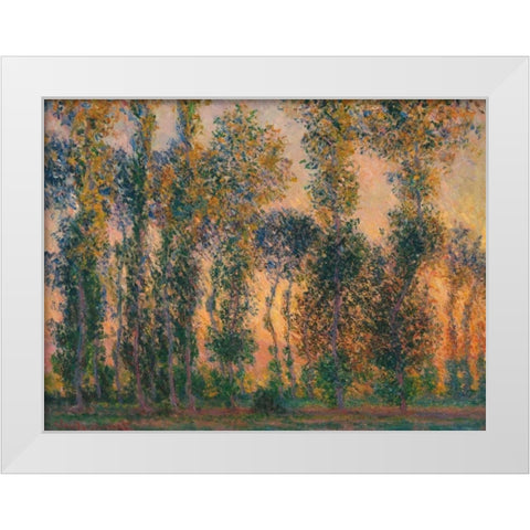 Poplars at Giverny - Sunrise White Modern Wood Framed Art Print by Monet, Claude