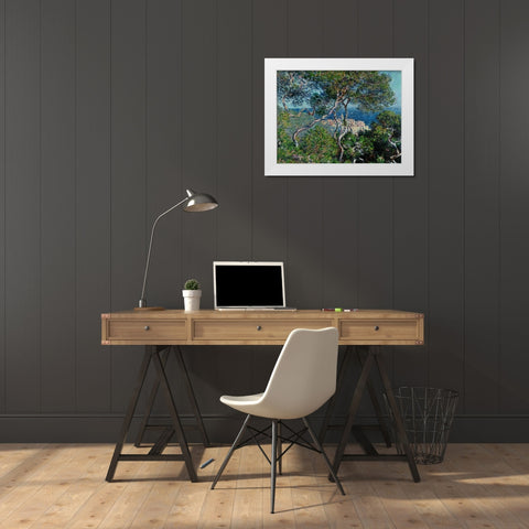 View of Bordighera,Italy White Modern Wood Framed Art Print by Monet, Claude