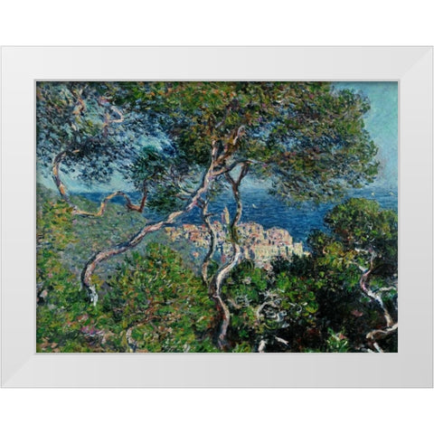 View of Bordighera,Italy White Modern Wood Framed Art Print by Monet, Claude