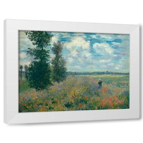Poppy Fields near Argenteuil White Modern Wood Framed Art Print by Monet, Claude