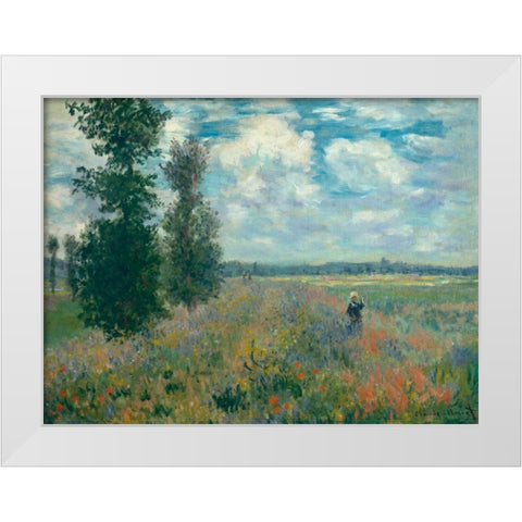 Poppy Fields near Argenteuil White Modern Wood Framed Art Print by Monet, Claude