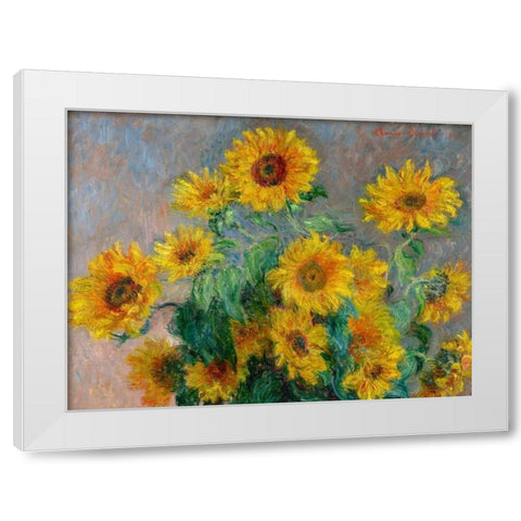 Sunflowers (detail) White Modern Wood Framed Art Print by Monet, Claude