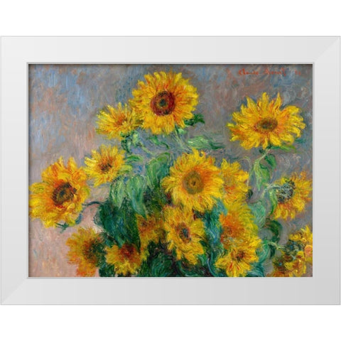 Sunflowers (detail) White Modern Wood Framed Art Print by Monet, Claude