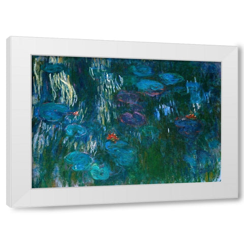 Water Lilies White Modern Wood Framed Art Print by Monet, Claude