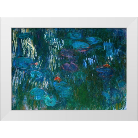 Water Lilies White Modern Wood Framed Art Print by Monet, Claude