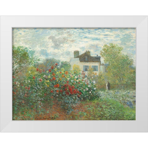 The Artists Garden in Argenteuil White Modern Wood Framed Art Print by Monet, Claude