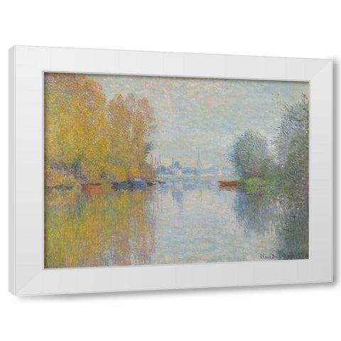 Automne sur la Seine, Argenteuil White Modern Wood Framed Art Print by Monet, Claude