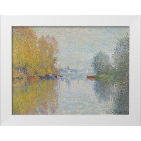 Automne sur la Seine, Argenteuil White Modern Wood Framed Art Print by Monet, Claude