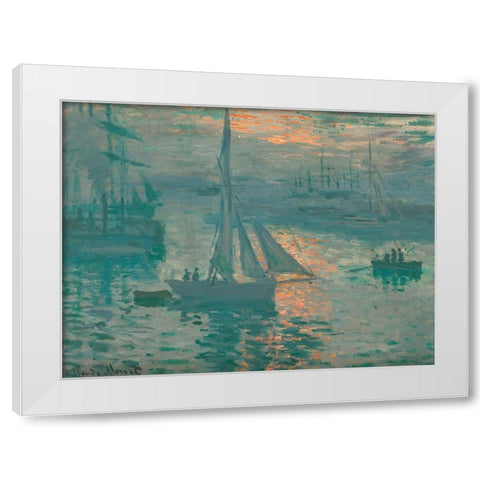 Sunrise (Marine) White Modern Wood Framed Art Print by Monet, Claude