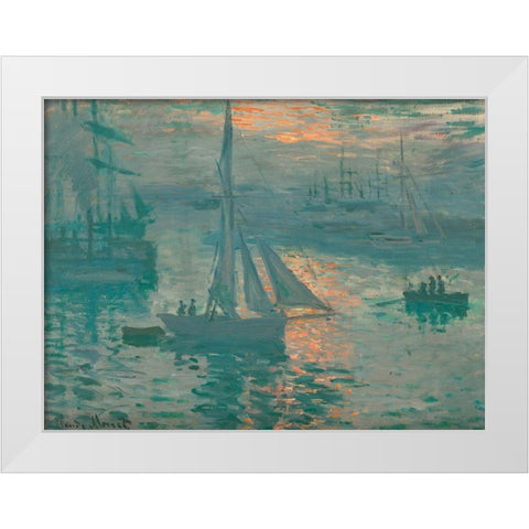 Sunrise (Marine) White Modern Wood Framed Art Print by Monet, Claude