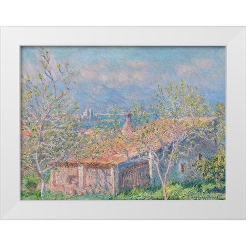 Gardeners House at Antibes White Modern Wood Framed Art Print by Monet, Claude