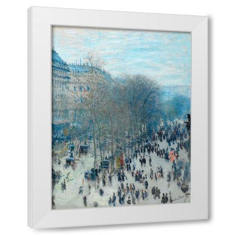 Boulevard des Capucines White Modern Wood Framed Art Print by Monet, Claude