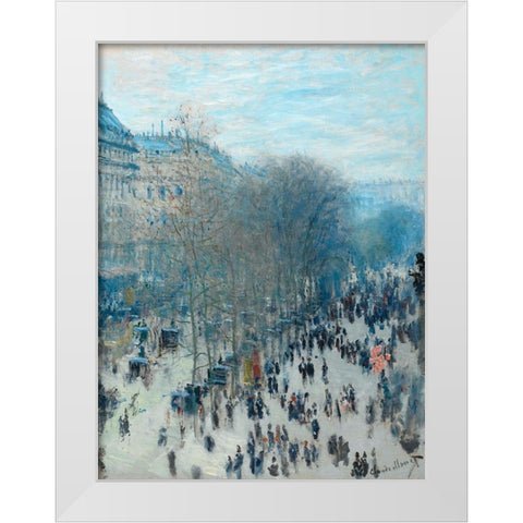 Boulevard des Capucines White Modern Wood Framed Art Print by Monet, Claude