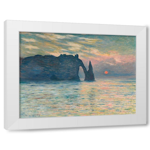 Sunrise at Etretat White Modern Wood Framed Art Print by Monet, Claude
