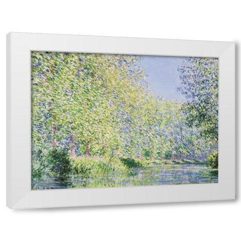 Bend in the Epte River near Giverny White Modern Wood Framed Art Print by Monet, Claude