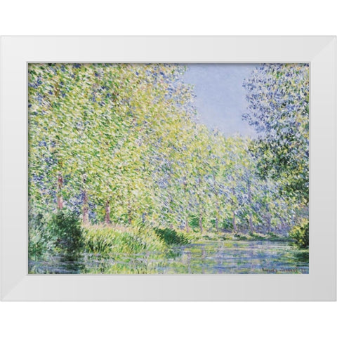 Bend in the Epte River near Giverny White Modern Wood Framed Art Print by Monet, Claude