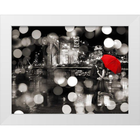 A Kiss in the Night (BW) White Modern Wood Framed Art Print by Loumer, Dianne
