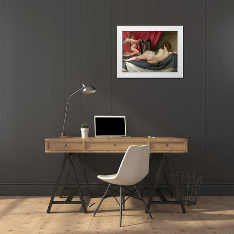 The toilet of Venus White Modern Wood Framed Art Print by Velazquez, Diego
