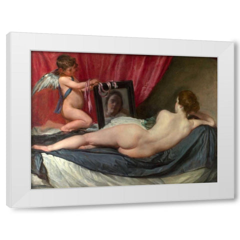The toilet of Venus White Modern Wood Framed Art Print by Velazquez, Diego