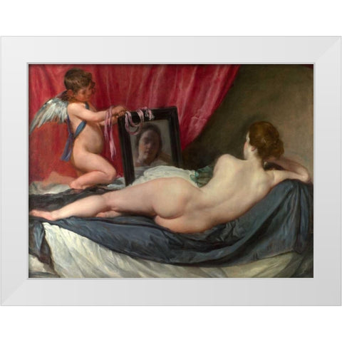 The toilet of Venus White Modern Wood Framed Art Print by Velazquez, Diego