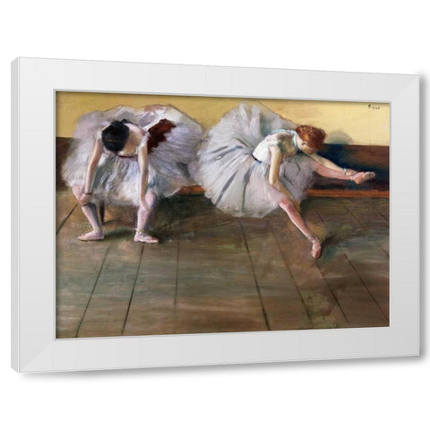 Dancers White Modern Wood Framed Art Print by Degas, Edgar
