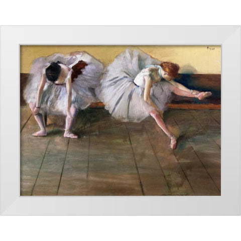 Dancers White Modern Wood Framed Art Print by Degas, Edgar