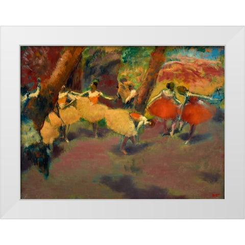 Before the Performance White Modern Wood Framed Art Print by Degas, Edgar