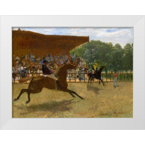 The False Start White Modern Wood Framed Art Print by Degas, Edgar
