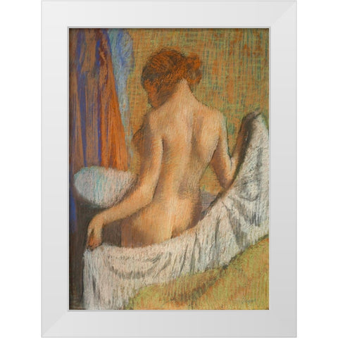 After the Bath White Modern Wood Framed Art Print by Degas, Edgar