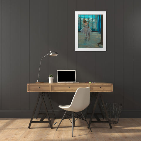 Dancer posing White Modern Wood Framed Art Print by Degas, Edgar