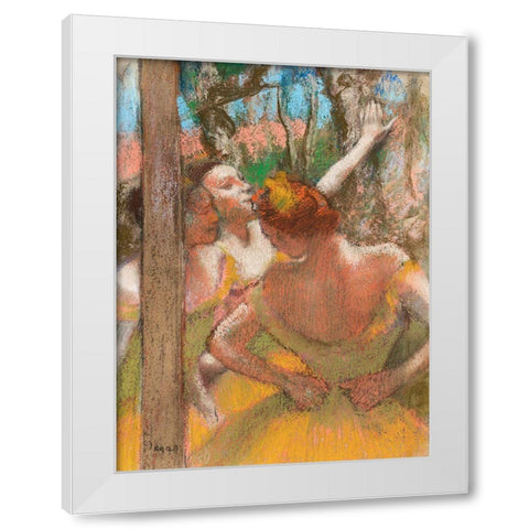 Dancers White Modern Wood Framed Art Print by Degas, Edgar