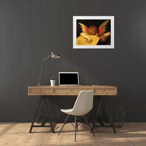 Angelo musicante (detail) White Modern Wood Framed Art Print by Rosso Fiorentino