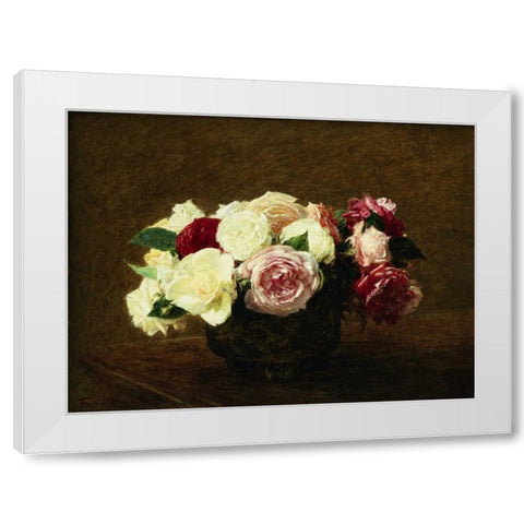 Roses White Modern Wood Framed Art Print by Fantin-Latour, Henri