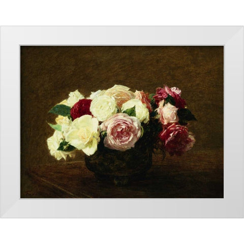 Roses White Modern Wood Framed Art Print by Fantin-Latour, Henri
