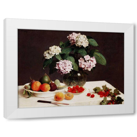 Still Life (detail) White Modern Wood Framed Art Print by Fantin-Latour, Henri