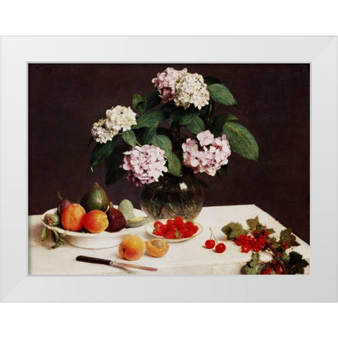 Still Life (detail) White Modern Wood Framed Art Print by Fantin-Latour, Henri